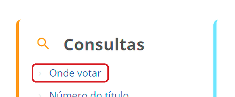 Quadro Consultas do site do TSE, com a linha Onde votar em destaque